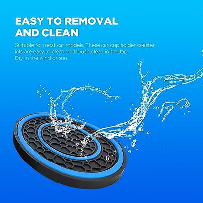 2 PCS Car Cup Holder Coaster,Car Coasters Cup Mats,2.75 Inch Universal Car Cup Coasters,Non-Slip Anti Dust Mats Cup Holder Insert Coaster, Suitable for Most Car Interior (Blue) - color: Blue