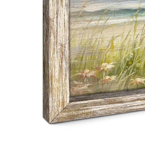 Framed Beach Coastal Wall Art: Wooden Relaxing Seaside Chair Picture Artwork Ocean Sea Grass Seascape Painting Print Decor for Bedroom Living Room Office 40x20 inch - color: Beach 02, size: 40"L x 20"W