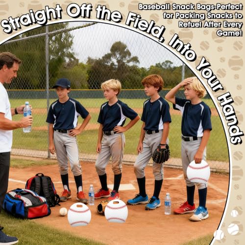 AKAIXI 24pcs 3.5Mil Thickened Baseball Snack Bags Reusable Sealed Treat Bag | with Handle Stand-up Baseball Goodie Bags for Baseball Mom Coach Team Game Day Training Supplies & Party Favor Birthday Gift - color: Baseball