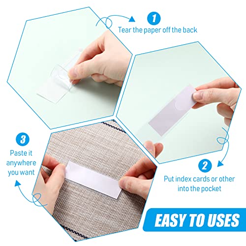 Chinco 30 Pack Self-Adhesive Index Card Pockets with Top Open for Loading - Ideal Index Card Holder for Organizing and Protecting - Crystal Clear Plastic (1.2 x 3.35 Inches) - size: 1.2 x 3.35 Inches