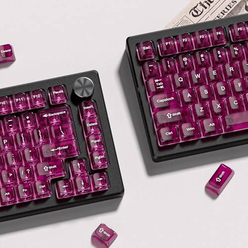 dagaladoo Clear keycaps,Transparent Keyboard keycaps,Jelly Key caps Set,Shine Through keycap，MDA Profile Keyboard caps for Mx Switches Mechanical Keyboard(Fuchsia) - color: Fuchsia