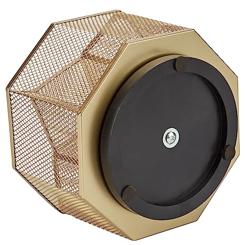 Annova Mesh Desk Organizer Rotate with 5 Compartments Spinning Tidy Candy/Pen Holder Office, Art Supply, Storage, Classroom, Home (Gold) - color: Gold