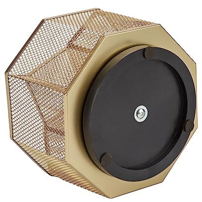 Annova Mesh Desk Organizer Rotate with 5 Compartments Spinning Tidy Candy/Pen Holder Office, Art Supply, Storage, Classroom, Home (Gold) - color: Gold