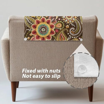 Flower Recliner Headrest Cover Brown Headrest Covers for Recliners Easy to Install Couch Head Rest Covers Pet Scratch Resistant Sofa Head Protector 2 Pcs - color: Flower