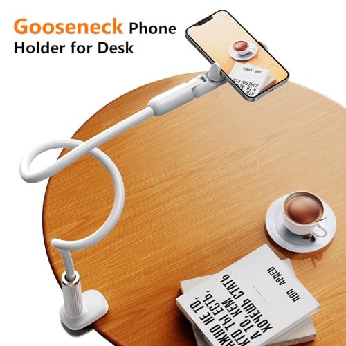 Gooseneck Phone Holder for Bed, Flexible Long Arm Cell Phone Stand with Clamp Mount, 900°Rotation Overhead Phone Mount for Bedside,Headboard,Desk, Universal for 4-7" Phone (35.43 Inches Length) - size: 35.43 Inches Length