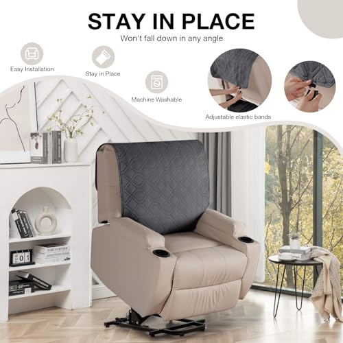 VANSOFY Recliner Chair Covers 100% Waterproof Backrest Cover Reclining Cover Non-Slip Dog Chair Cover Furniture Protector Washable Slipcover Elastic Straps for Pets, Dogs(Charcoal Gray) - color: Charcoal Gray