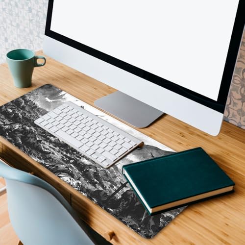 Knight Mouse Pad Dark Battlefield Fantasy Large Gaming Mouse Mat with Stitched Edges,Non-Slip Waterproof Rubber Base Office Computer Keyboard Laptop 31.5"x11.8" - color: Knight, size: 31.5L x 11.8W inches