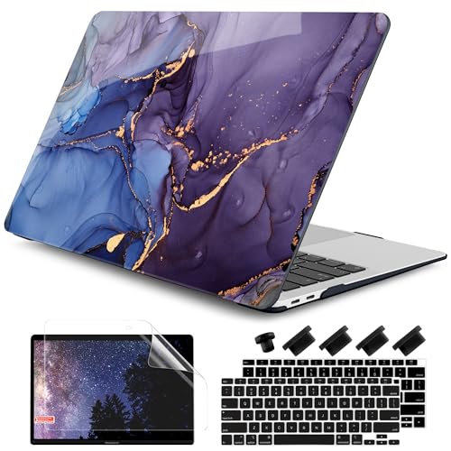 DONGKE Compatible with MacBook Air 13 inch Case 2021 2020 2019 2018 Release A2337 M1 A2179 A1932 with Retina Display Touch ID, Plastic Hard Shell & Keyboard Cover - Abstract Marble - color: Abstract Marble X570