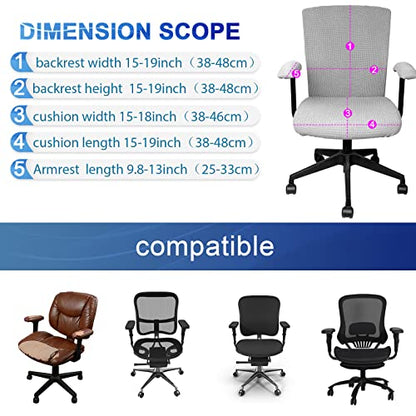 Tallew 4 Pcs Office Chair Covers Set Computer Universal Protective Stretchable Chair Seat Covers Desk Armrest Slipcovers Pads Office Cushion Backrest for Rotating (XL,Silver Gray) - color: Silver Gray