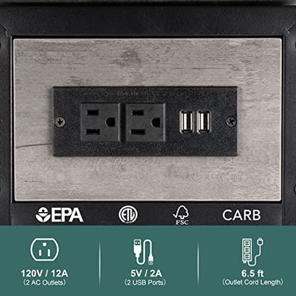 Yoobure End Table with Charging Station, Flip Top Side Table with USB Ports and Outlets, Sofa Couch Table Bedside Table for Living Room Bedroom, Narrow Nightstand with Shelves for Small Space Gray - color: Grey