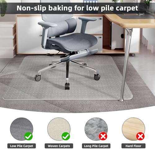 Office Chair Mat for Carpet Floor, Heavy Duty Desk Chair Mat for Low/No Pile Carpeted Floors, Anti Slip Carpets Protector for Home Office (47" x 59") - size: 47" x 59"
