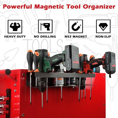 ULIBERMAGNET Power Tool Organizer Rack,Magnetic Heavy Duty Drill Holder,Wall Mount Metal Tool Rack with Screwdriver,Cordless Drill,Screw,Nail Storage,Utility Rack for Warehouse,Garage,Toolbox - style: Magnetic Power Tool Organizer with Parts Cup