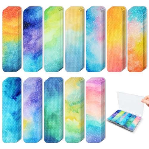 72 Pieces Anxiety Sensory Stickers with Storage Box - Sensory Stickers 2 Textured Surface - Fidget Strips for Office Desk Adult Stress (Watercolor) - style: Watercolor Style