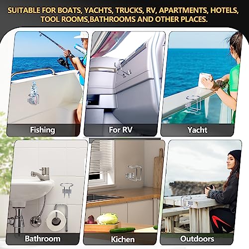 4 pcs Boat Cup Holder,Stainless Steel Universal Drink Holders,Suitable for Boat,Truck,RV,Tractor,Outdoor Wooden Swing. (Silver) - color: Silver