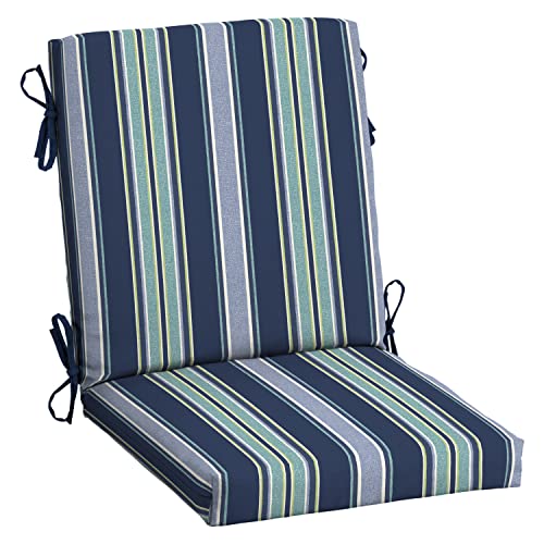 Arden Outdoor Midback Chair Cushion, 18 x 16.5, Water Repellent, Fade Resistant 18 x 16.5, Sapphire Aurora Blue Stripe - color: Sapphire Aurora Blue Stripe
