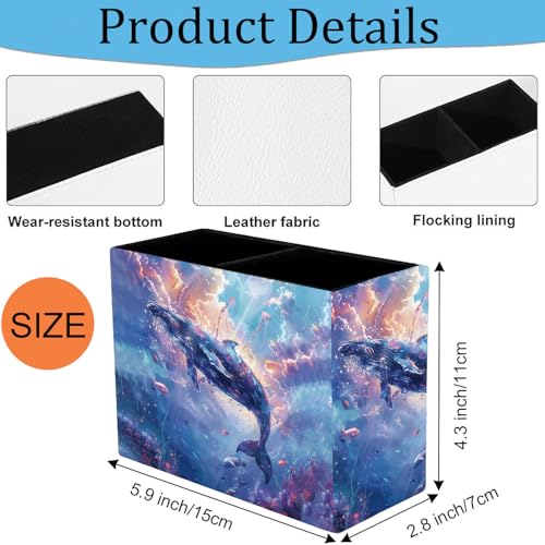 Pen Holder and Anti-Slip Mouse Pad Combination, Makeup Brush Storage Box, Tableware Storage Box, Suitable for Office and Home - Sky Blue Whale - color: Sky Blue Whale