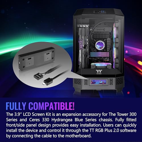 Thermaltake Tower 300/600 Series LCD Panel Kit; 3.9" LCD Display; Supported by Tt RGB Plus 2.0 Software; AC-073-OO1NAN-A1; 3 Year Warranty - color: Black, size: Tower 300 LCD Panel, style: Tower 300