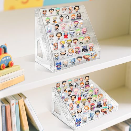 BOHOIDEE 7 Layers Clear Display Shelf for Funko Bitty Pop, Acrylic Figure Display Stand Toys Stand for Mini Collectible Toys