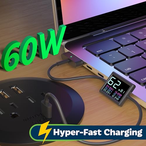 TOPGREENER Desktop Power Grommet with 65W PD Fast Charging USB C, GaN Desk Grommet for MacBook, 2 USB-A Ports and Duplex Receptacles, 3” Diameter Power Grommet, TTRP48APD60-BK, Black - color: Black