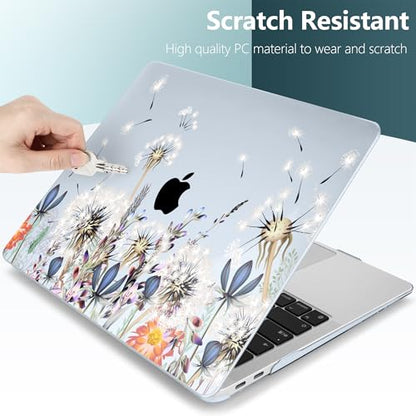 DONGKE for MacBook Air 13 Inch Case 2021-2018, Compatible with A2337 M1 A2179 A1932 Support Retina Display & Touch ID, Hard Shell Plastic Cover with Keyboard Skin - Dandelion - color: Dandelion