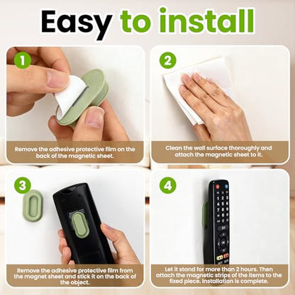 Magnetic Remote Control Wall Mount - Set of 4 Silicone Self-Adhesive Storage Boxes for TV & Air Conditioner Remotes, TV Organizer Back (Multi Color)