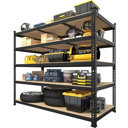 PrimeZone 48" x 24" x 72" Heavy Duty Storage Shelves - 5 Tier Adjustable Garage Storage Shelving, Metal Storage Utility Rack Shelf Unit for Warehouse Pantry Closet Kitchen, Black - size: 48"W x 24"D x 72"H