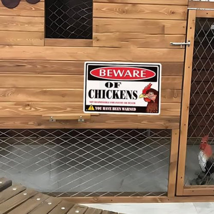 Beware of Chickens Sign, 8"x12" Novelty Chicken Coop Decor - color: Beware of Chickens