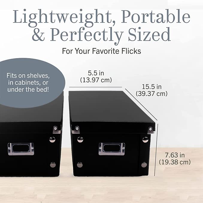 Snap-N-Store DVD Storage Box - Durable Disc Holder with Lid to Store for Discs (1 Pack - DVD, Black)