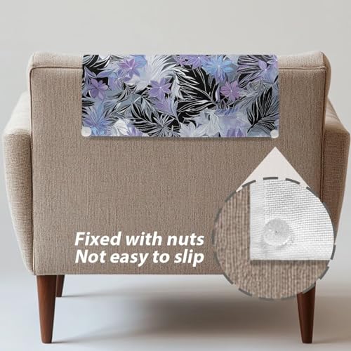 Blue Flower Leaf Print Recliner Headrest Protectors, Anti-Wear Sofa Headrest Protective Cover for Furniture Slipcovers Headrest Cover for Sofa Furniture Chair Theater Seat - color: Blue Flower Leaf