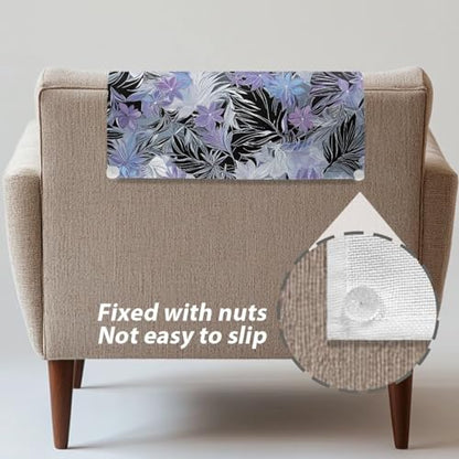 Blue Flower Leaf Print Recliner Headrest Protectors, Anti-Wear Sofa Headrest Protective Cover for Furniture Slipcovers Headrest Cover for Sofa Furniture Chair Theater Seat - color: Blue Flower Leaf