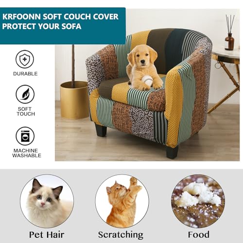 KRFOONN Club Chair Slipcover 2 Piece Stretch Printed Round Barrel Chair Covers Removable Tub Chair Slipcover with Elastic Bottom Chair Coverings Furniture Protector Cover for Living Room, B11 - color: Colorb11