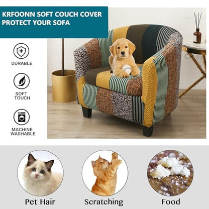 KRFOONN Club Chair Slipcover 2 Piece Stretch Printed Round Barrel Chair Covers Removable Tub Chair Slipcover with Elastic Bottom Chair Coverings Furniture Protector Cover for Living Room, B11 - color: Colorb11