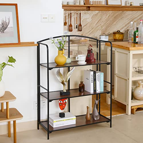 Crofy 3-Tier Wider Foldable Bookshelf, Black Frame & Walnut Shelves | No-Assembly Collapsible Portable Storage Organizer; Sturdy Walnut Finish Shelves; Ideal for Living Room & Home Office - color: Black Frame & Walnut Shelf, size: 3 Tier Wider
