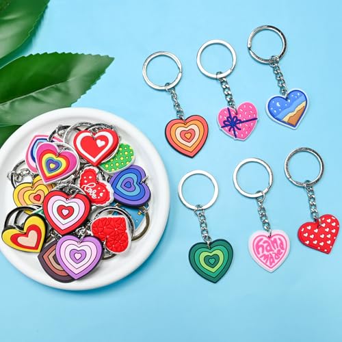 Keychains Bulk,Funny Key Chain for Prizes Incentives Holiday Gifts Birthday Party Favors - color: 20pcs Heart Keychains