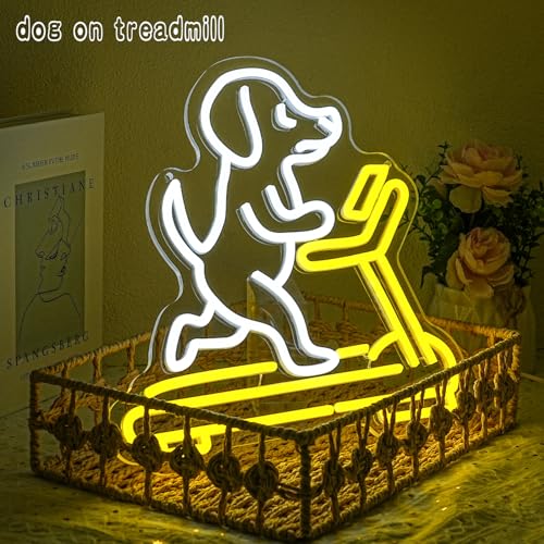 Dog On Treadmill Neon Signs Running Gym Dog LED Light Neon Gym Lights for Animal Shop Bedroom Pet Shop Business Wall Decor Fitness Gift - style: dog
