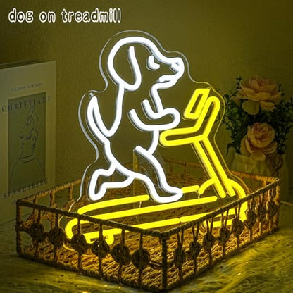Dog On Treadmill Neon Signs Running Gym Dog LED Light Neon Gym Lights for Animal Shop Bedroom Pet Shop Business Wall Decor Fitness Gift - style: dog