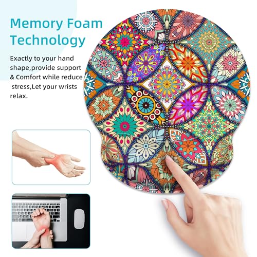 Ergonomic Mouse Pad with Wrist Support,Boho Modern Art Mouse Pad with Wrist Rest,Relieve Wrist Pain Mousepad Non-Slip Rubber Base,Mouse Pads for Desk,Computers,Laptop,Office,Gaming,Accessories - color: Boho Modern Art