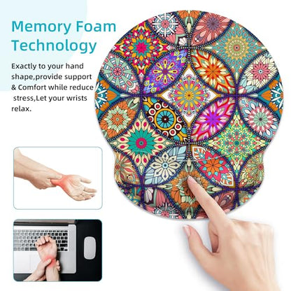 Ergonomic Mouse Pad with Wrist Support,Boho Modern Art Mouse Pad with Wrist Rest,Relieve Wrist Pain Mousepad Non-Slip Rubber Base,Mouse Pads for Desk,Computers,Laptop,Office,Gaming,Accessories - color: Boho Modern Art