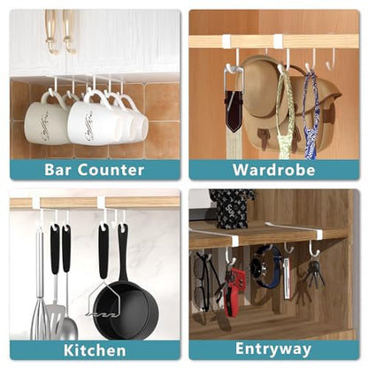 ECROCY Coffee Mug Holder Under Cabinet Only Fits Shelves up to 3/4" Thick, Clip-On Coffee Cup Holder Pack of 3, No Drilling Free Damage - color: White