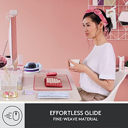 Logitech Desk Mat - Studio Series, Multifunctional Large Desk Pad, Extended Mouse Mat, Office Desk Protector with Anti-Slip Base, Spill-Resistant Durable Design, in Darker Rose - color: Darker Rose