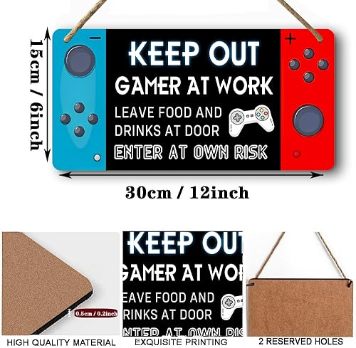 Game Room Sign Gaming Accessories Gamer Room Decor For Boys Keep Out Gamer At Work Signs Funny Gaming Room Door Decor Gaming Zone Wood Sign Girl Gamer Room Wooden Game Wall Decoration - color: GamingSign2