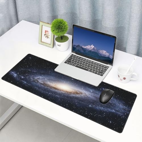 Galaxy Gaming Mouse Pad, Space Universe Starry Nebula Large Extended Desk Mat 11.8X 31.5 inches with Non-Slip Base & Stitched Edges, Waterproof Desk Mat for Office, Home, Laptop, Computer Keyboard - color: Galaxy_07