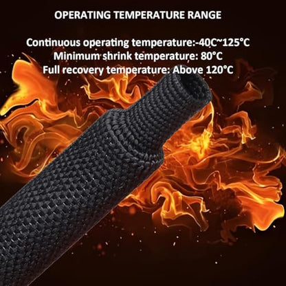 10 FT 2 inch 2:1 Heat Shrinkable Braided Sleeving Heat Shrink Sleeve Abrasion Protection Flexibility Wiring Harness Cable Sheath - size: 50mm-2"