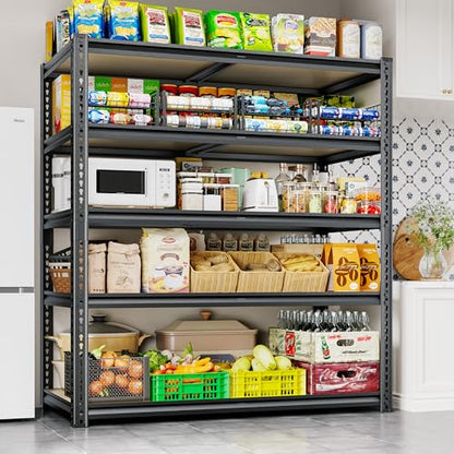 72"H Storage Shelves heavy duty Shelving, 2425LBS Garage Shelving, 5 Tier Metal Shelving Unit Adjustable Garage Shelves, Garage Storage Shelves for Warehouse Pantry Closet,40" W × 20" D × 72" H, Black - size: 72" H x 40" W x 20"D