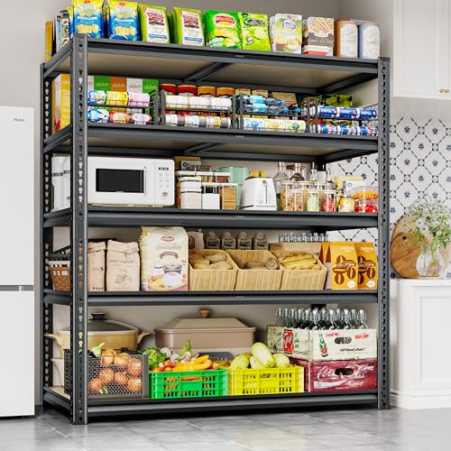 72"H Storage Shelves heavy duty Shelving, 2425LBS Garage Shelving, 5 Tier Metal Shelving Unit Adjustable Garage Shelves, Garage Storage Shelves for Warehouse Pantry Closet,40" W × 20" D × 72" H, Black - size: 72" H x 40" W x 20"D