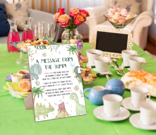 Baby Shower Game for A Message From The Bump,Wooden Baby Shower Game Sign With Stand,Dinosaur Babyshower Table Decoration,Baby Shower Welcome Sign,Party Favors Supplies,Gender Reveal Ideas,-7