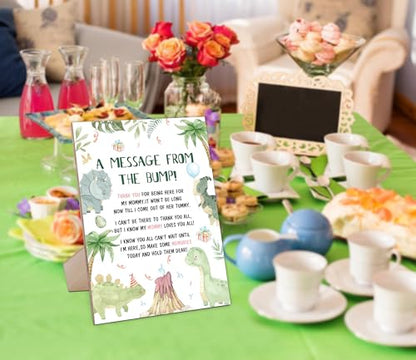 Baby Shower Game for A Message From The Bump,Wooden Baby Shower Game Sign With Stand,Dinosaur Babyshower Table Decoration,Baby Shower Welcome Sign,Party Favors Supplies,Gender Reveal Ideas,-7