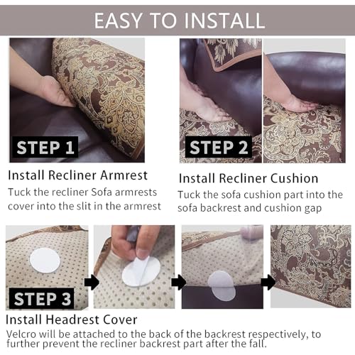 Recliner Chair Covers Non Slip Waterproof Large Recliner Covers for Leather Recliner,Electric Reclining Chair Covers for Living Room Dog Sofa Recliner Cover (FLKF-Brown) - color: Flkf-brown