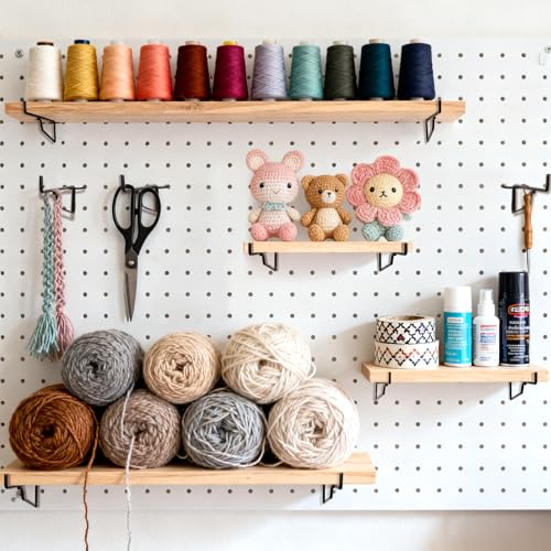 14 Pack Pegboard Shelf Hooks, Only Fits Pegboards Under 1.2mm Thick | 8 Inch Metal Peg Board Bracket, Peg Board Shelving Hook Accessories, Utility Tool Hangers Set for Garage, Craft