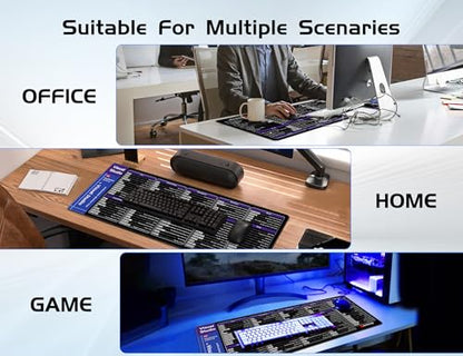 excovip Visual Studio Commands Shortcuts Mouse Pad -80x30x0.2 cm Extended Large Cheat Sheet Mousepad PC Office Spreadsheet Keyboard Mouse Mat Non-Slip Stitched Edge 0364 - color: For Visual Studio